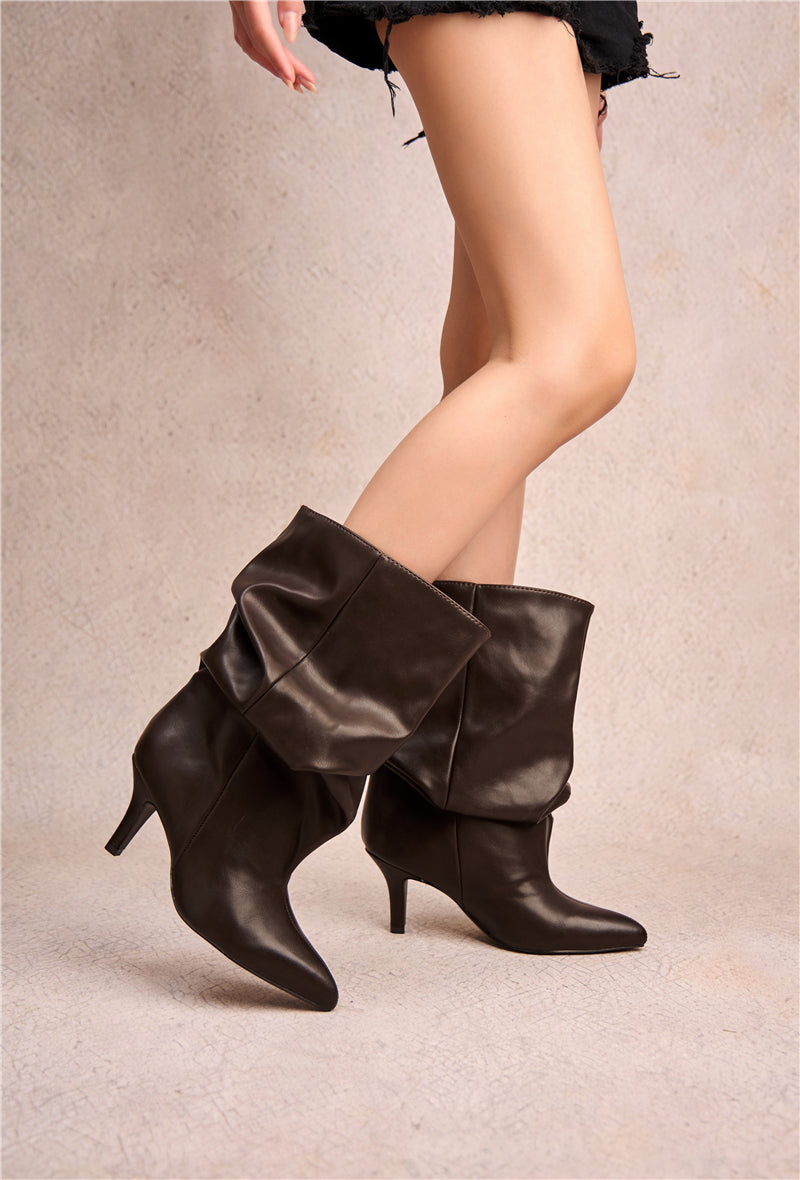 Bottines slouchy LUCY - Marron