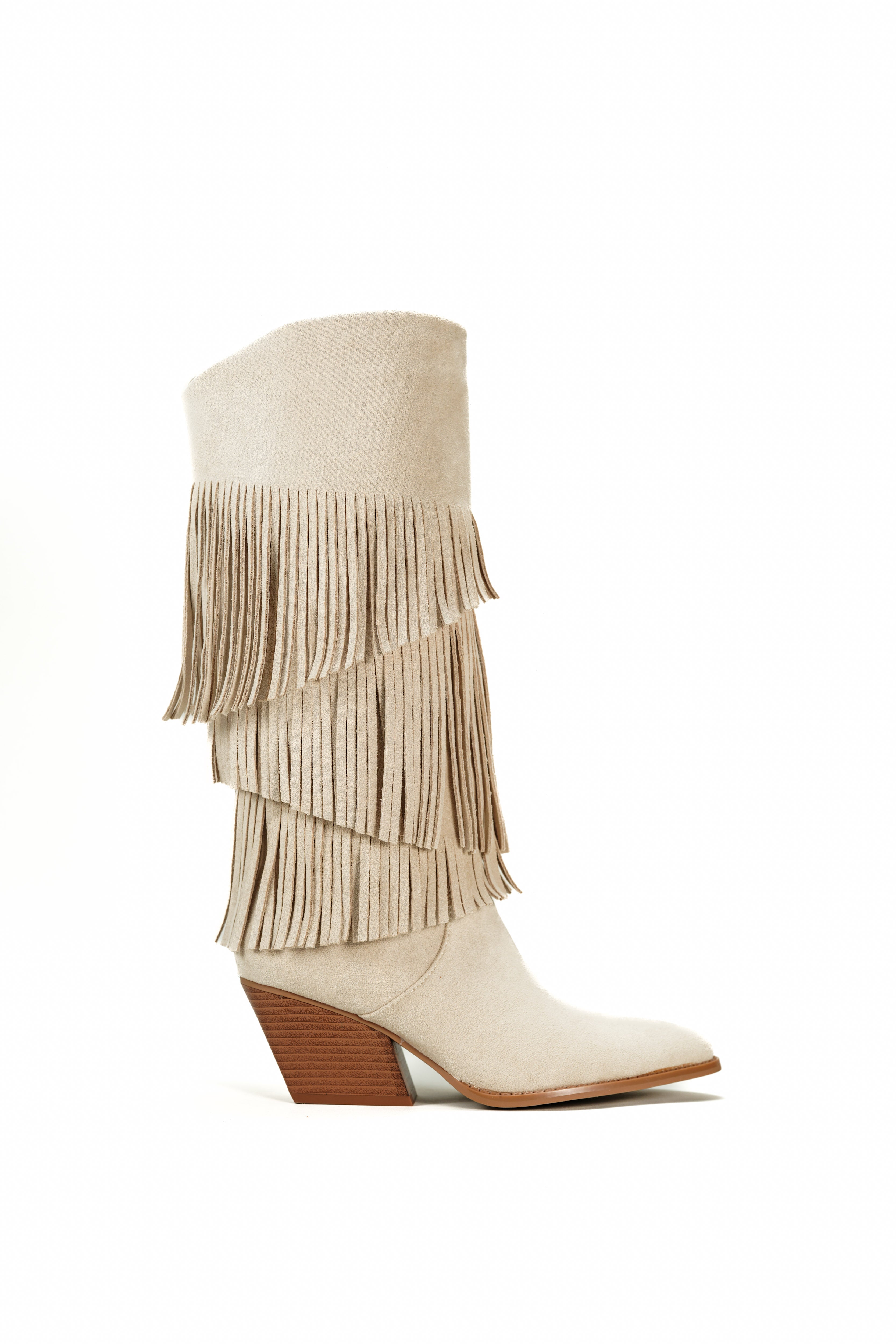 SIERRA – Bottes frangées Beige