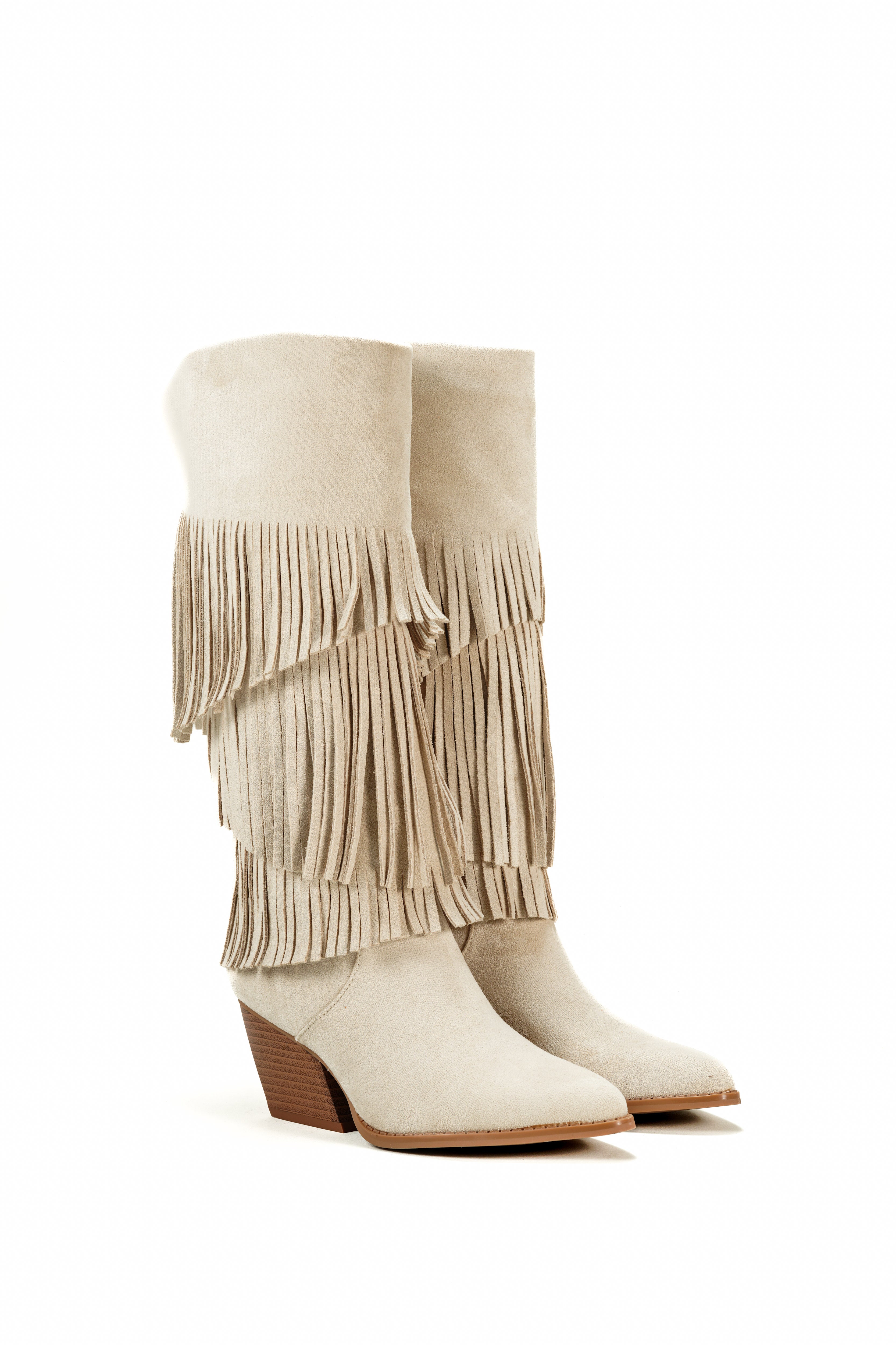 SIERRA – Bottes frangées Beige