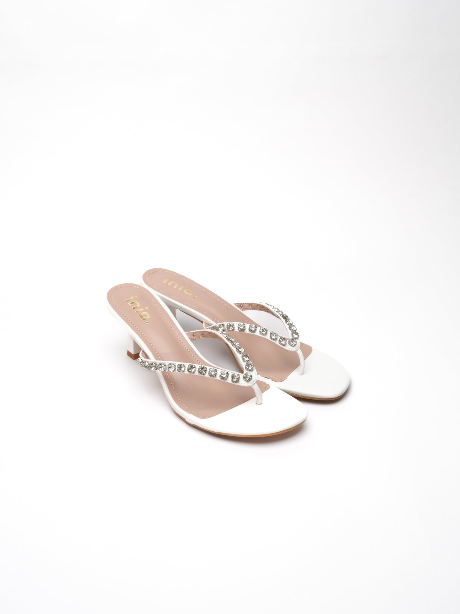 Stella rhinestone flip-flops - White