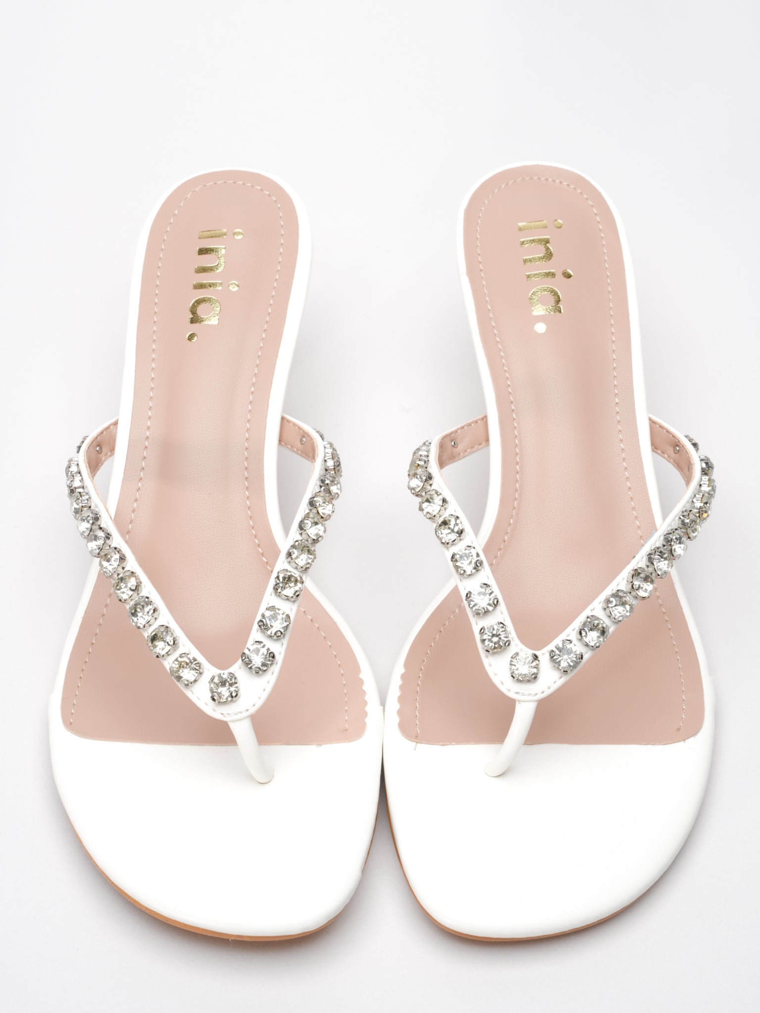 Stella rhinestone flip-flops - White